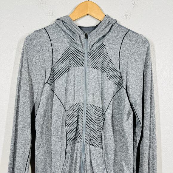 Zella Full Zip Athletic JAcket Light Gray Pockets Hood Long Sleeve - L - Picture 2 of 4